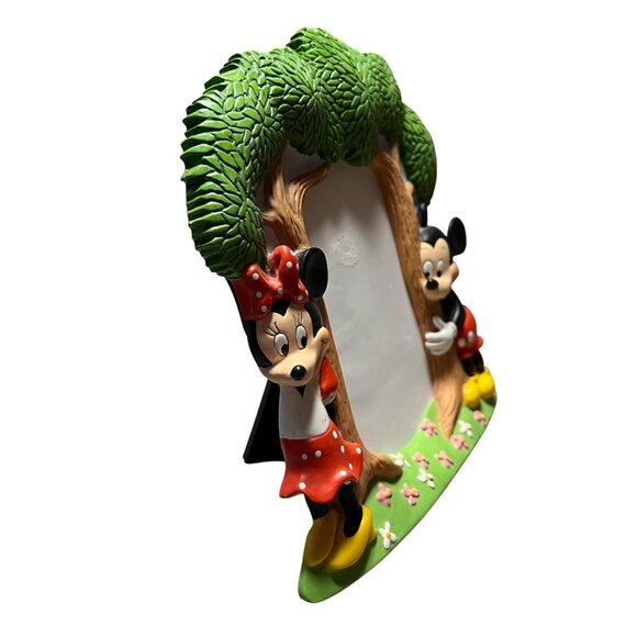 Disney Picture Frame Mickey & Minnie‎ Mouse Holds 3X5 Photo Resin Tree - Picture 3 of 5